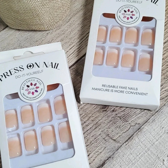 Other - Pink & White Reusable Stick-On Nails